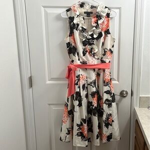 Jessica Howard Black and Pink Sleeveless Dress